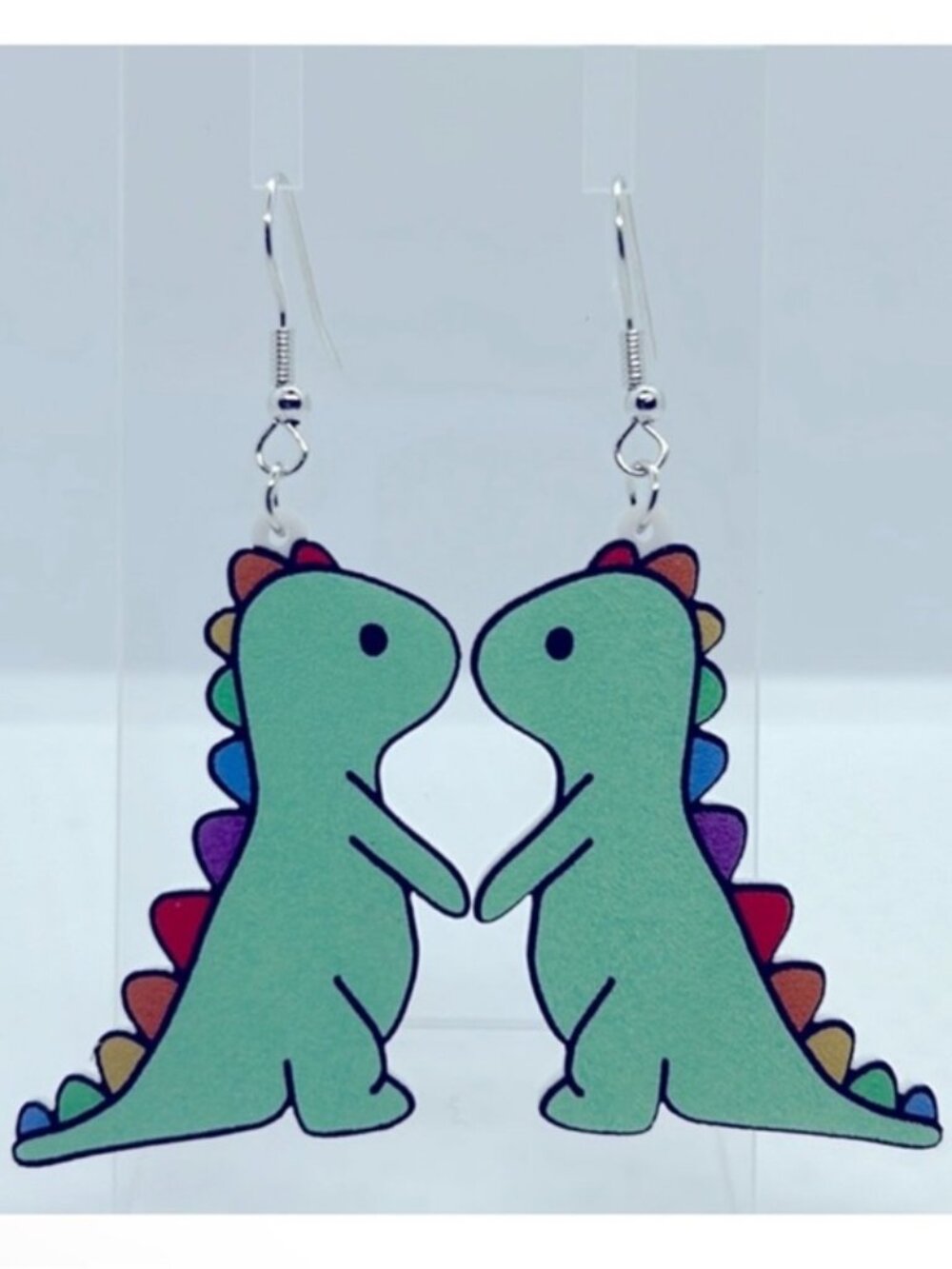 Cute Dinosaur Rainbow Graffiti Earrings Acrylic Light Weight Fashion Jewelry